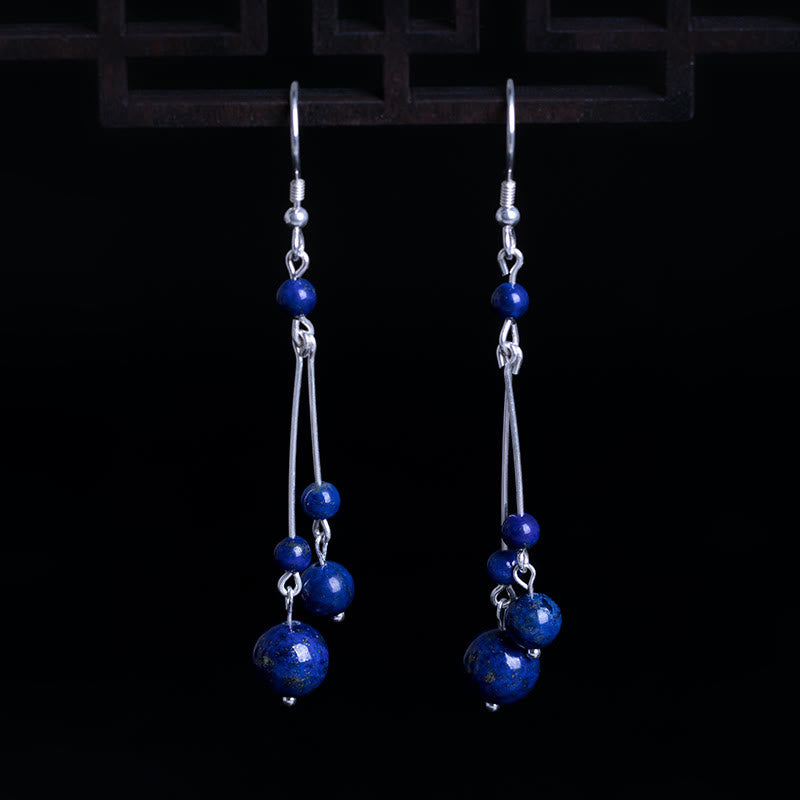 KarmaRipple's 925 Sterling Silver Lazurite Beadwork Serenity Drop Earrings p3