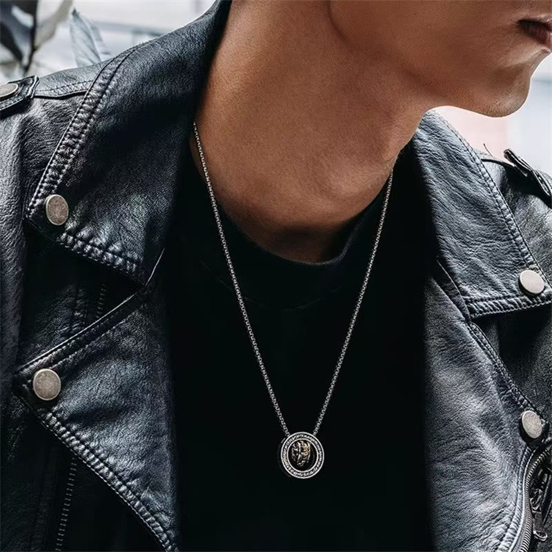 KarmaRipple's Double Ring PiXiu Peace Buckle Wealth Rotatable Pendant Necklace p2