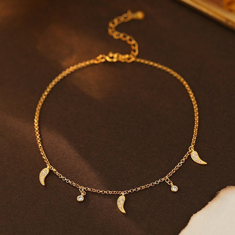 KarmaRipple's 925 Sterling Silver Zircon Little Pepper Talisman Protection Anklet p4