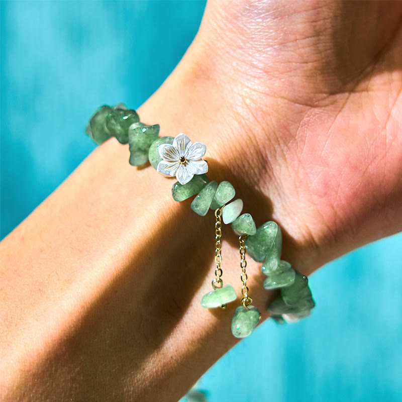 KarmaRipple's Authentic Strawberry Quartz Green Strawberry Quartz Super Seven Gemstone Flower Balancing Bracelet p10