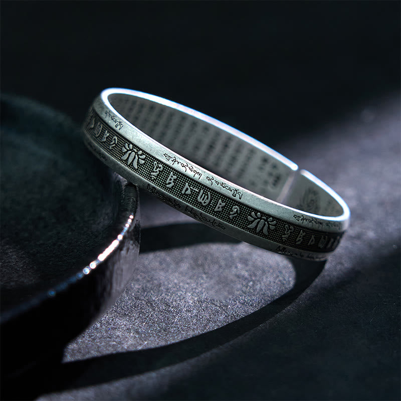 KarmaRipple's Om Mani Padme Hum Heart Sutra Mantra Lotus Peace Meditation Cuff Bracelet Bangle p3