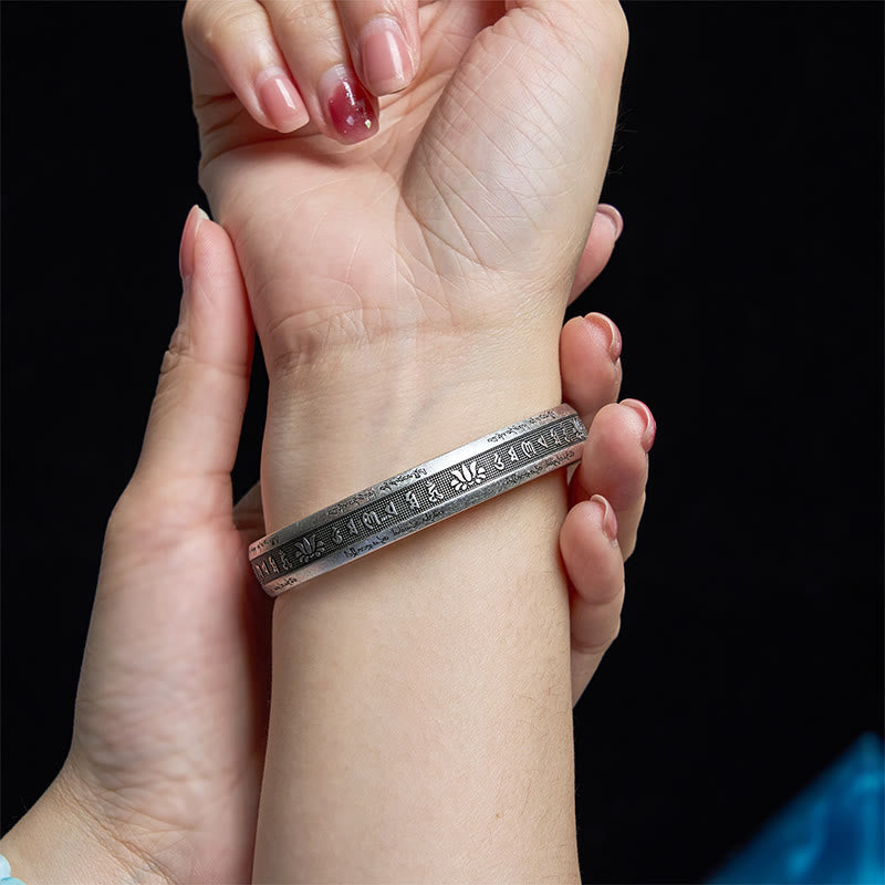 KarmaRipple's Om Mani Padme Hum Heart Sutra Mantra Lotus Peace Meditation Cuff Bracelet Bangle p5