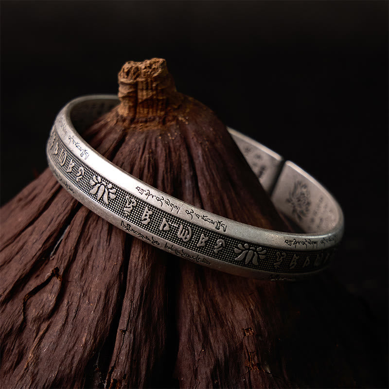 KarmaRipple's Om Mani Padme Hum Heart Sutra Mantra Lotus Peace Meditation Cuff Bracelet Bangle p11