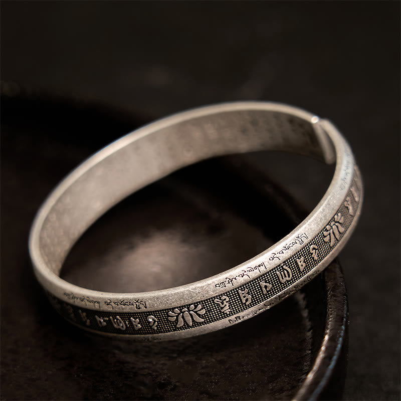 KarmaRipple's Om Mani Padme Hum Heart Sutra Mantra Lotus Peace Meditation Cuff Bracelet Bangle p10