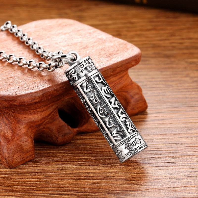KarmaRipple's Tibetan Om Mani Padme Hum Bronze Plated Silver Shurangama Mantra Vajra Pattern Peace Pendant Necklace p1