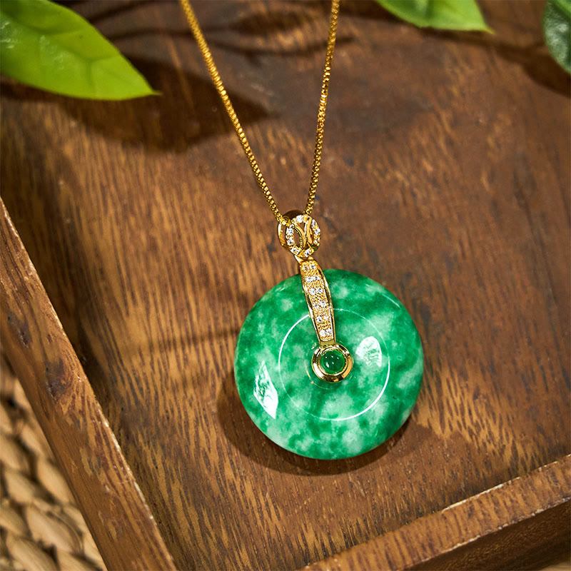 KarmaRipple's Authentic Cyan Jade Peace Buckle Balancing Pendant Necklace p2