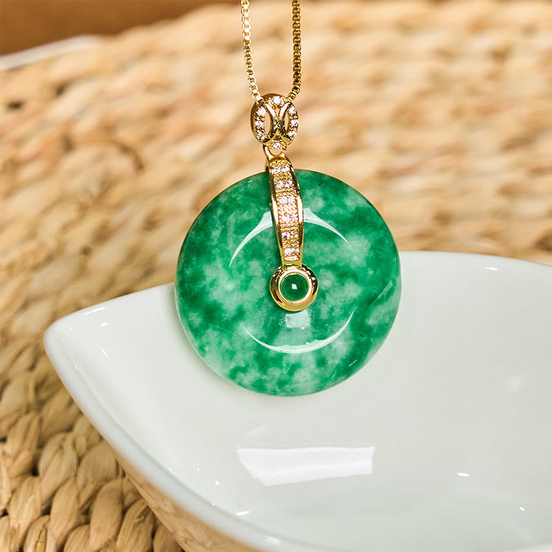 KarmaRipple's Authentic Cyan Jade Peace Buckle Balancing Pendant Necklace p3