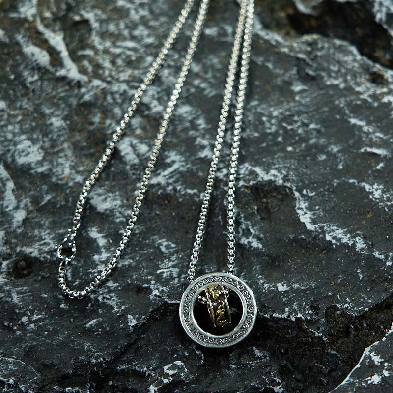 KarmaRipple's Double Ring PiXiu Peace Buckle Wealth Rotatable Pendant Necklace p5