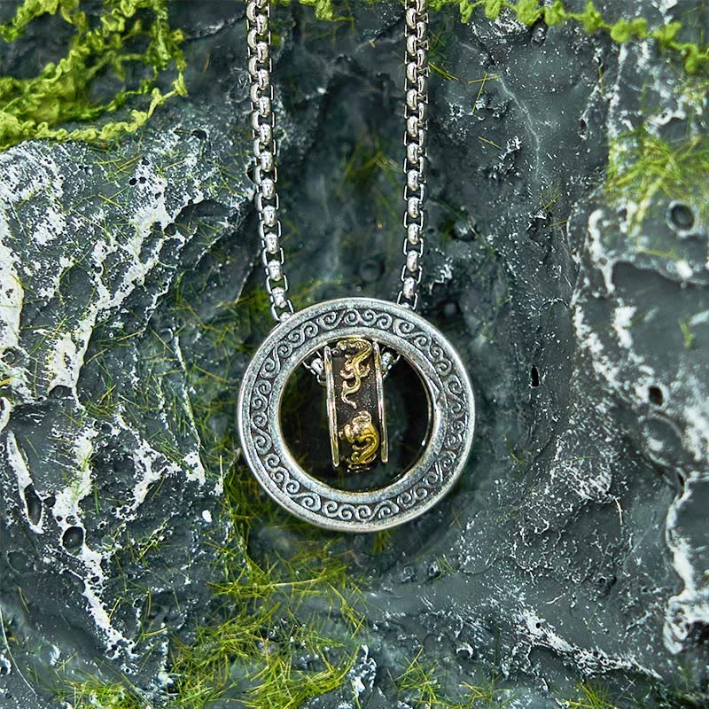 KarmaRipple's Double Ring PiXiu Peace Buckle Wealth Rotatable Pendant Necklace p14