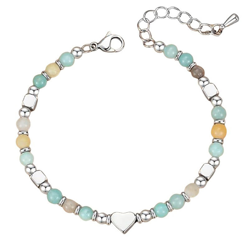 KarmaRipple's Authentic Stone Amazonite Amethyst Lazurite Rose Quartz Heart Positive Balance Bracelet p8