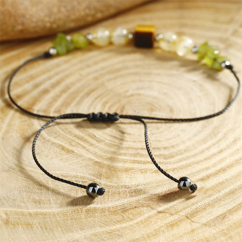 KarmaRipple's Find Your Joy Peridot Citrine Tiger Eye Peace Rope Bracelet p11