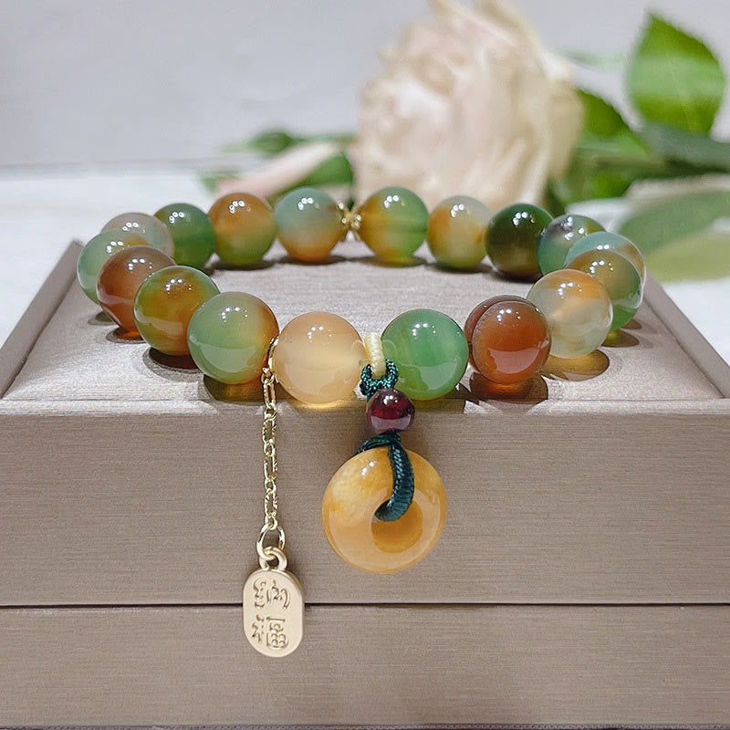KarmaRipple's Peacock Agate Topaz Peace Buckle Nafu Balance Bracelet p13