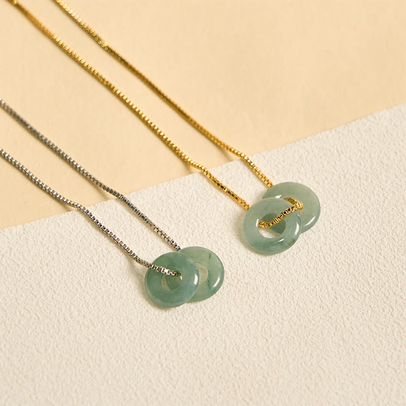KarmaRipple's Jade Double Peace Buckle Prosperity Pendant Necklace p3