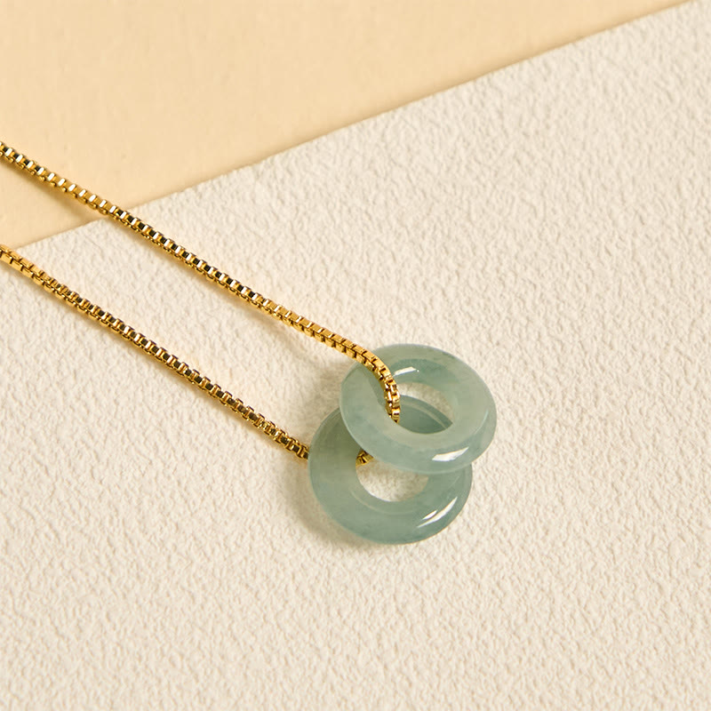 KarmaRipple's Jade Double Peace Buckle Prosperity Pendant Necklace p4