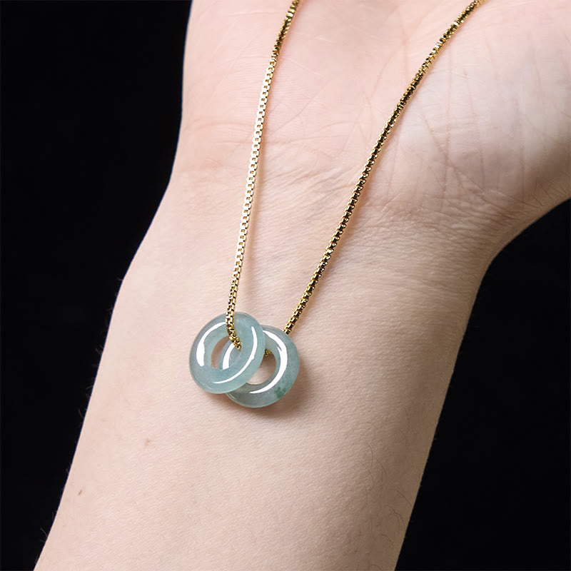 KarmaRipple's Jade Double Peace Buckle Prosperity Pendant Necklace p6
