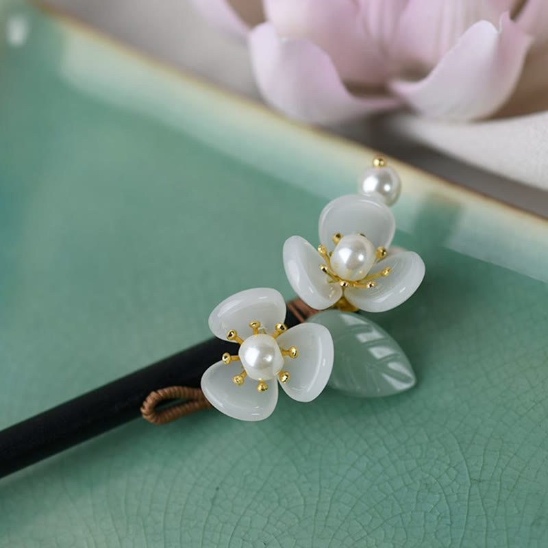 KarmaRipple's Grain Wood Liuli Magnolia Flowers Pearl Protection Hairpin p9