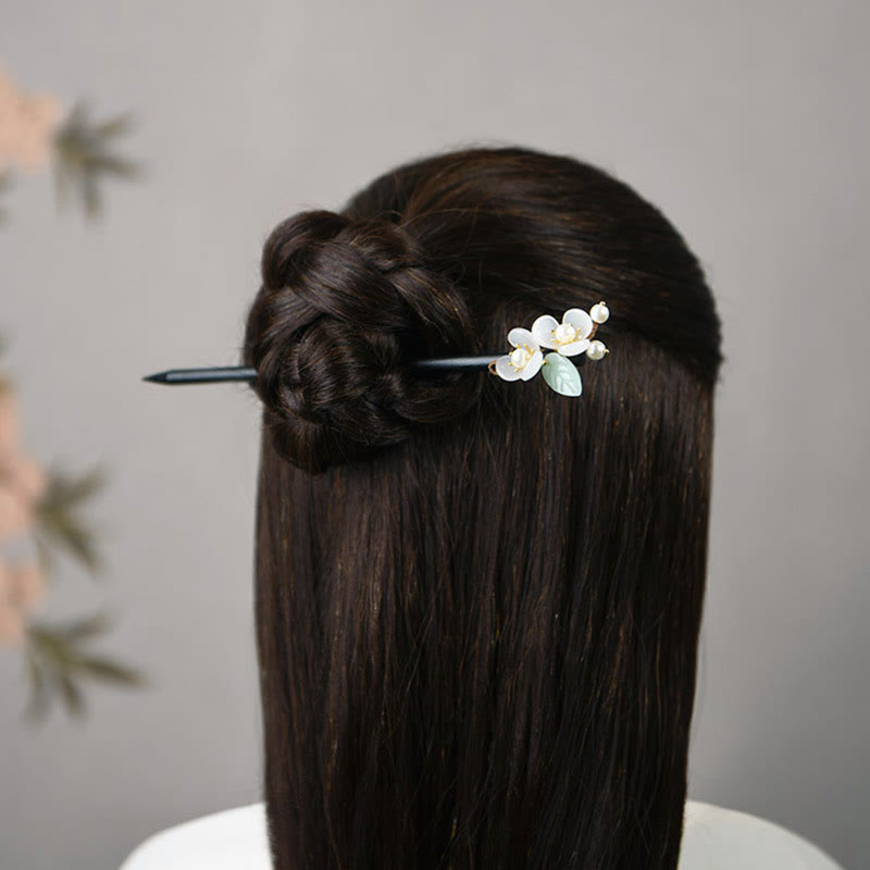 KarmaRipple's Grain Wood Liuli Magnolia Flowers Pearl Protection Hairpin p5