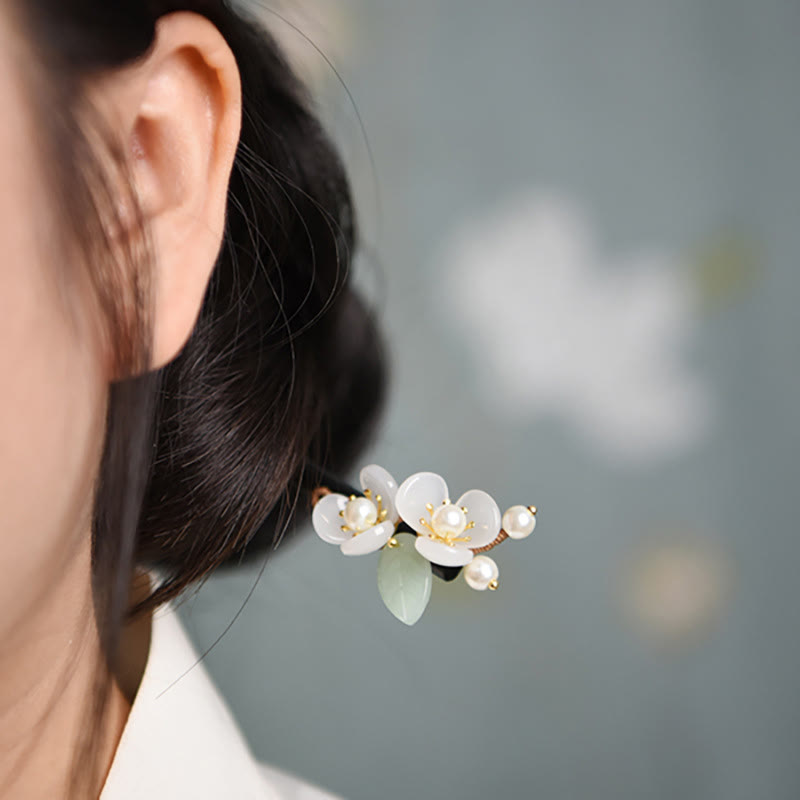 KarmaRipple's Grain Wood Liuli Magnolia Flowers Pearl Protection Hairpin p4