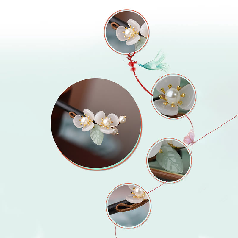 KarmaRipple's Grain Wood Liuli Magnolia Flowers Pearl Protection Hairpin p7