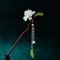 KarmaRipple's Grain Wood Liuli Lily Of The Valley Flowers Pearl Tassels Purity Hairpin