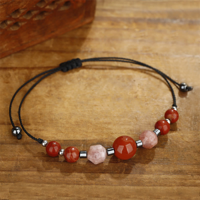 KarmaRipple's Believe You Can Carnelian Red Jasper Hematite Sun Stone'sitive Bracelet p5
