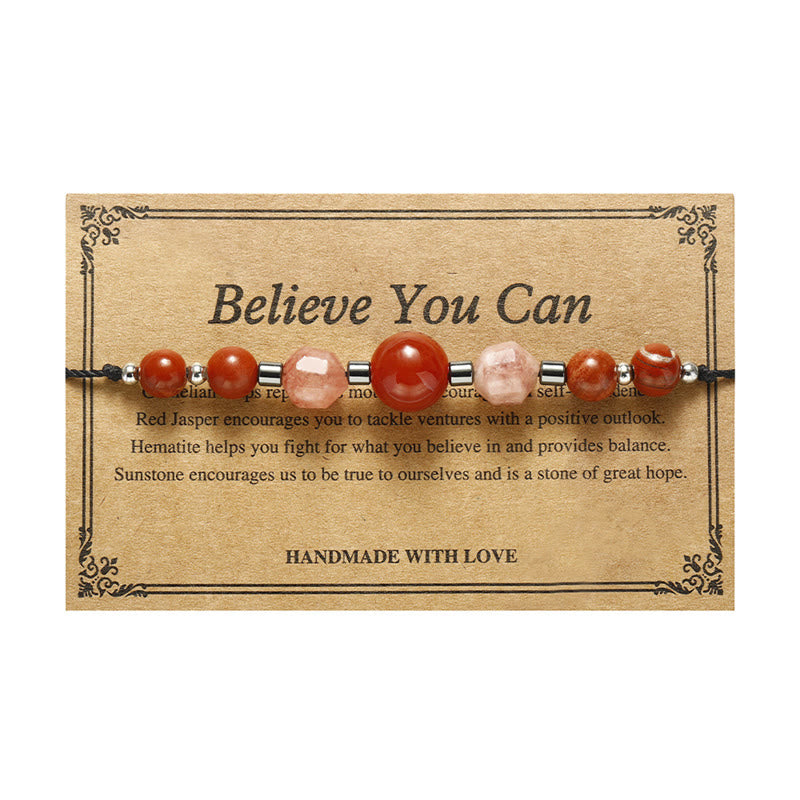 KarmaRipple's Believe You Can Carnelian Red Jasper Hematite Sun Stone'sitive Bracelet p14
