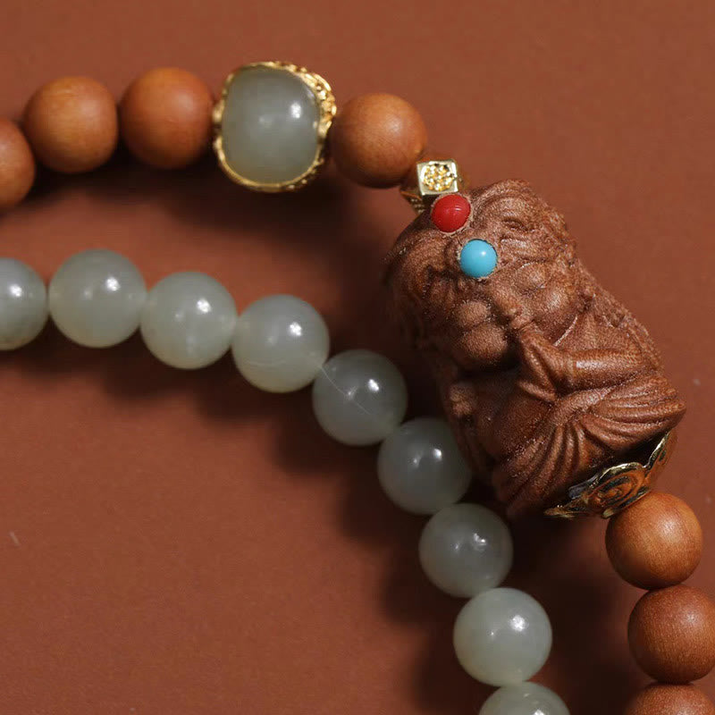 KarmaRipple's Tibetan Zakiram Goddess Of Wealth Hetian Jade Sandalwood Prosperity Bracelet p9