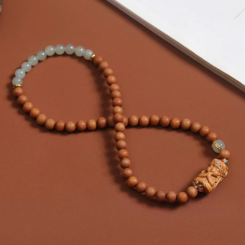 KarmaRipple's Tibetan Zakiram Goddess Of Wealth Hetian Jade Sandalwood Prosperity Bracelet p3