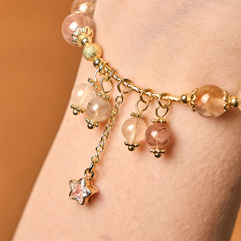 KarmaRipple's Authentic Colored Yellow Rutilated Quartz Four Leaf Clover Star Auspiciousness Bracelet p8