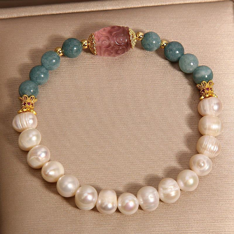 KarmaRipple's Pearl Jade Strawberry Quartz Purity Bracelet p3