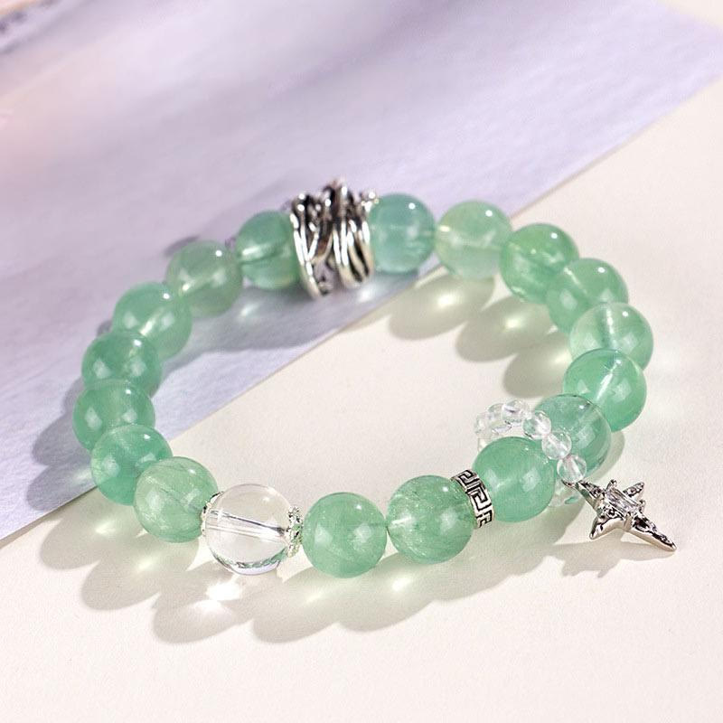 KarmaRipple's Green Fluorite Beadwork Moon Star Peace Bracelet p9