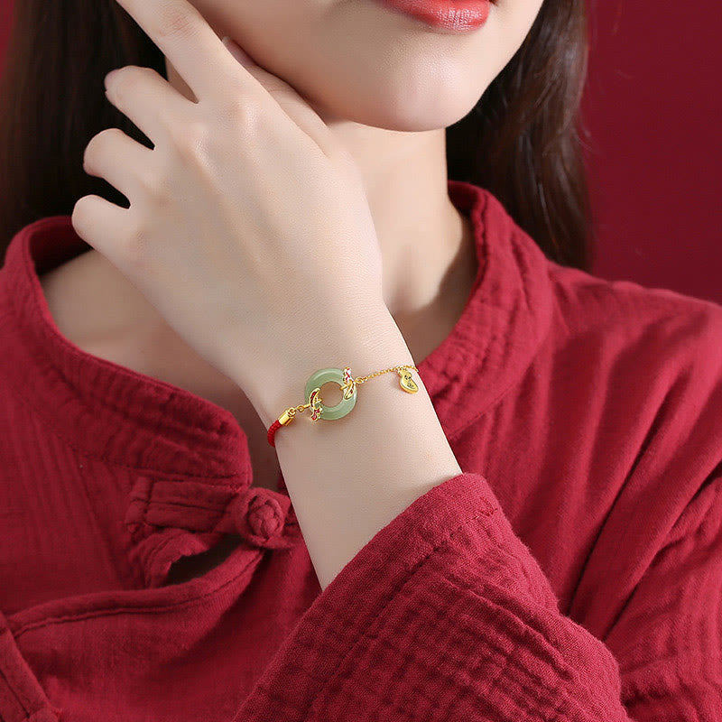 KarmaRipple's 999 Sterling Silver Hetian Ivory Jade Double Koi Fish Peace Buckle Fortunate Talisman Wealth Bracelet p5