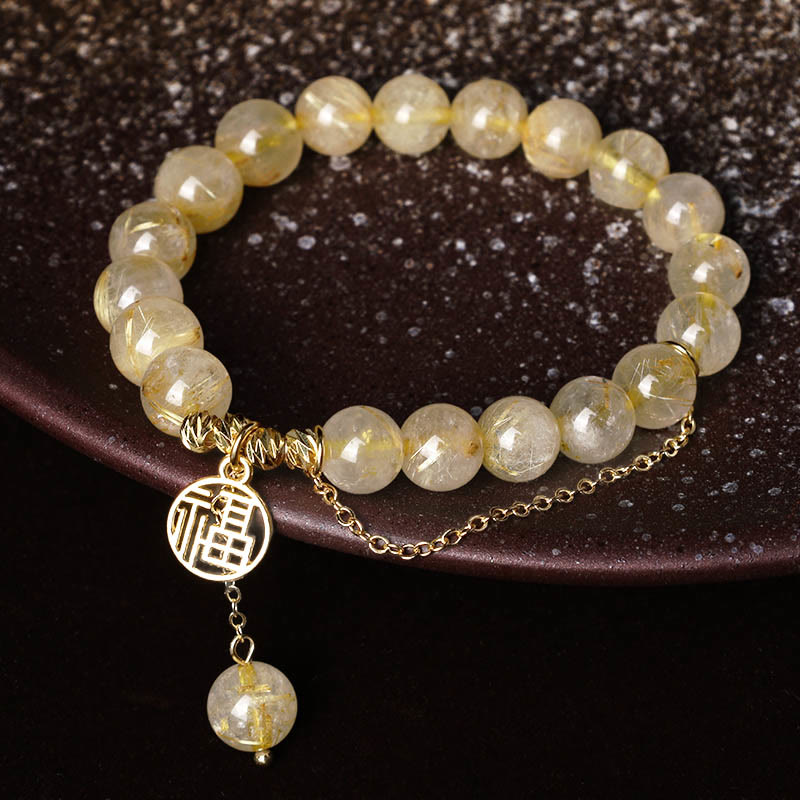 KarmaRipple's Citrine Fortunate Fu Character Happiness Bracelet p10