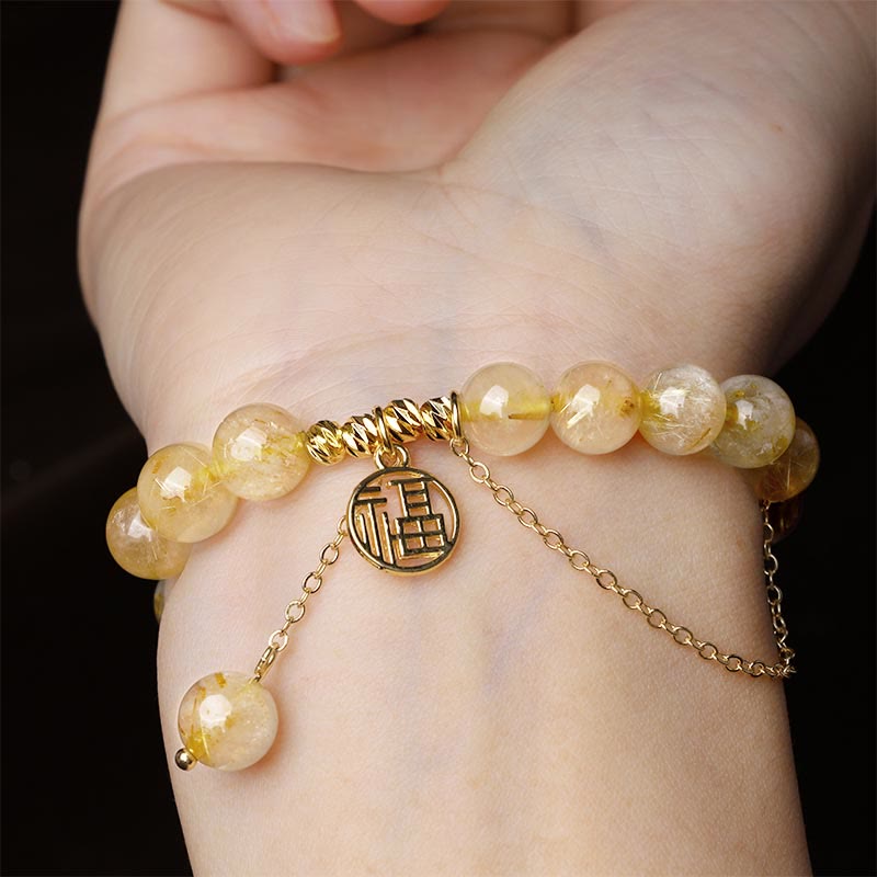 KarmaRipple's Citrine Fortunate Fu Character Happiness Bracelet p3