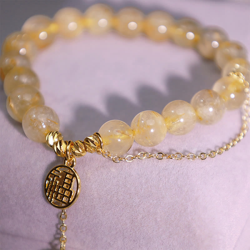 KarmaRipple's Citrine Fortunate Fu Character Happiness Bracelet p8
