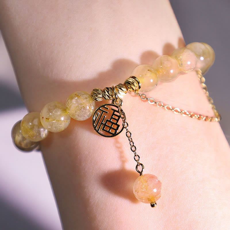 KarmaRipple's Citrine Fortunate Fu Character Happiness Bracelet p6