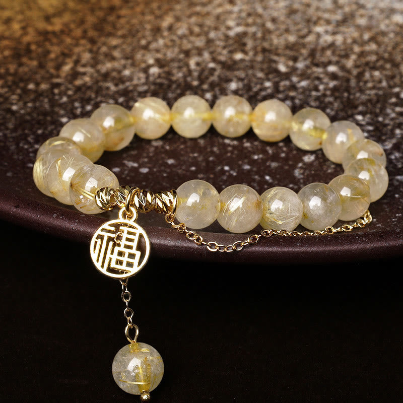 KarmaRipple's Citrine Fortunate Fu Character Happiness Bracelet p2