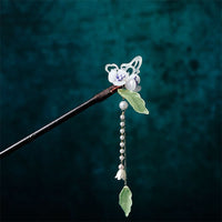 KarmaRipple's Pearl Flower Leaf Butterfly Happiness Hairpin