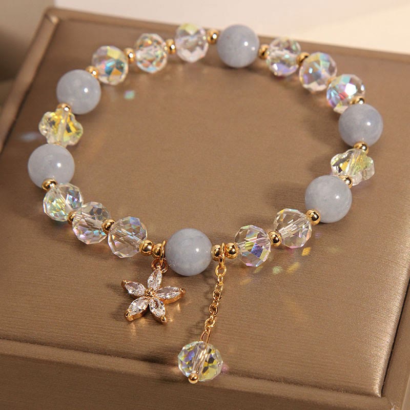 KarmaRipple's Authentic Aquamarine Gemstone Zircon Flower Peace Balancing Bracelet p2