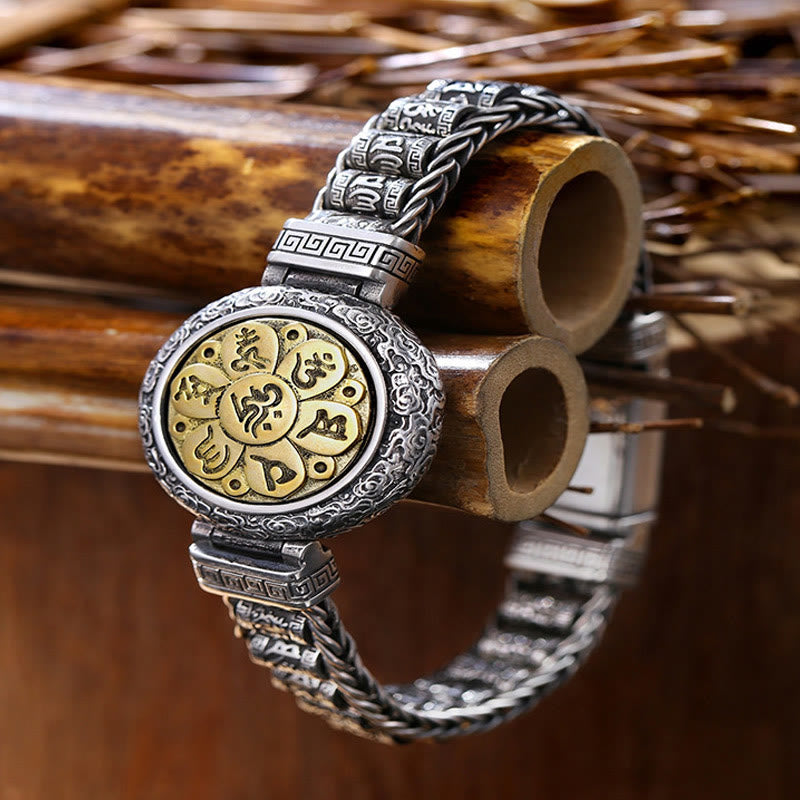 KarmaRipple's Tibetan Bronze Buckle Om Mani Padme Hum Turntable Rotatable Peace Metal Bracelet p13