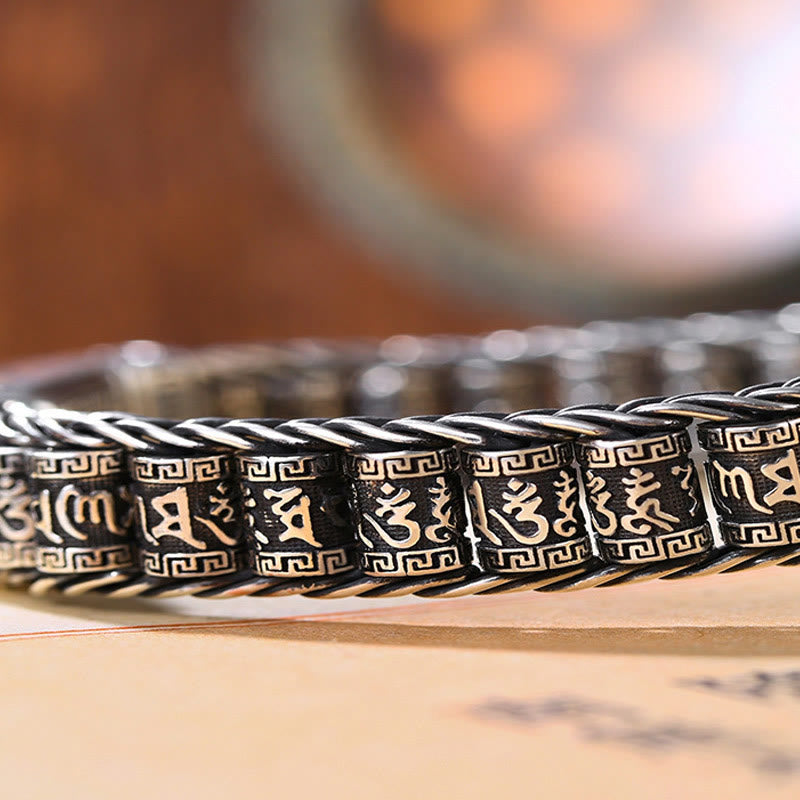 KarmaRipple's Tibetan Bronze Buckle Om Mani Padme Hum Turntable Rotatable Peace Metal Bracelet p12