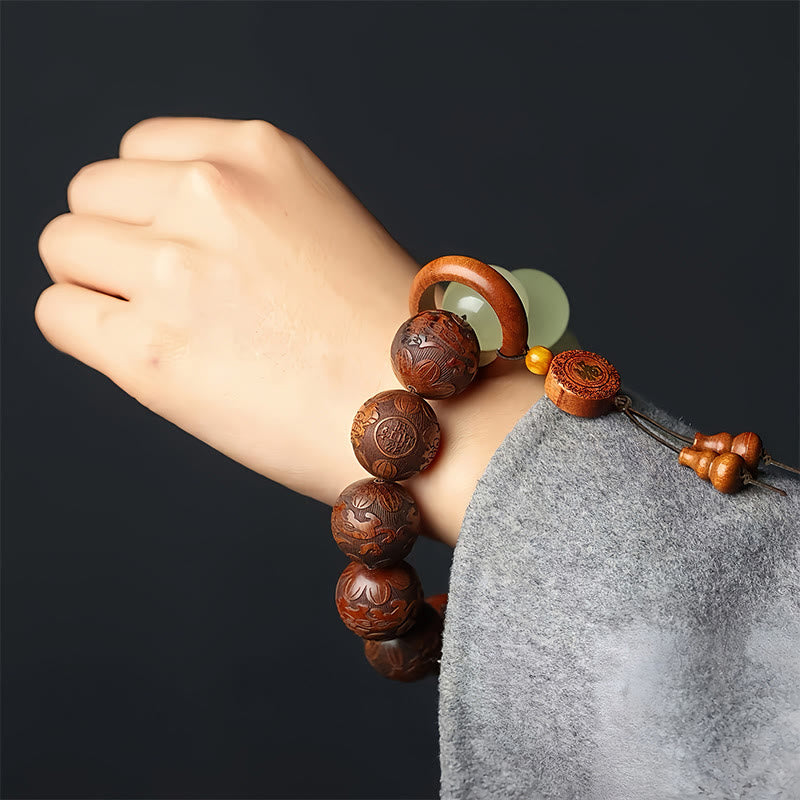 KarmaRipple's Rosewood Engraving PiXiu Fu Character Cure Bracelet p3