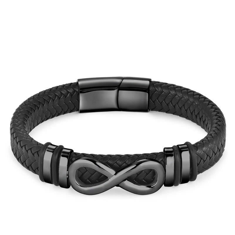 KarmaRipple's Endless Weave Design Titanium Steel Strengthen Woven Leather Buckle Bracelet p11