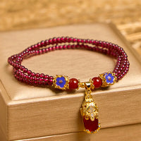 KarmaRipple's Authentic 3mm Garnet Beadwork PiXiu Flower Purification Multilayer Bracelet