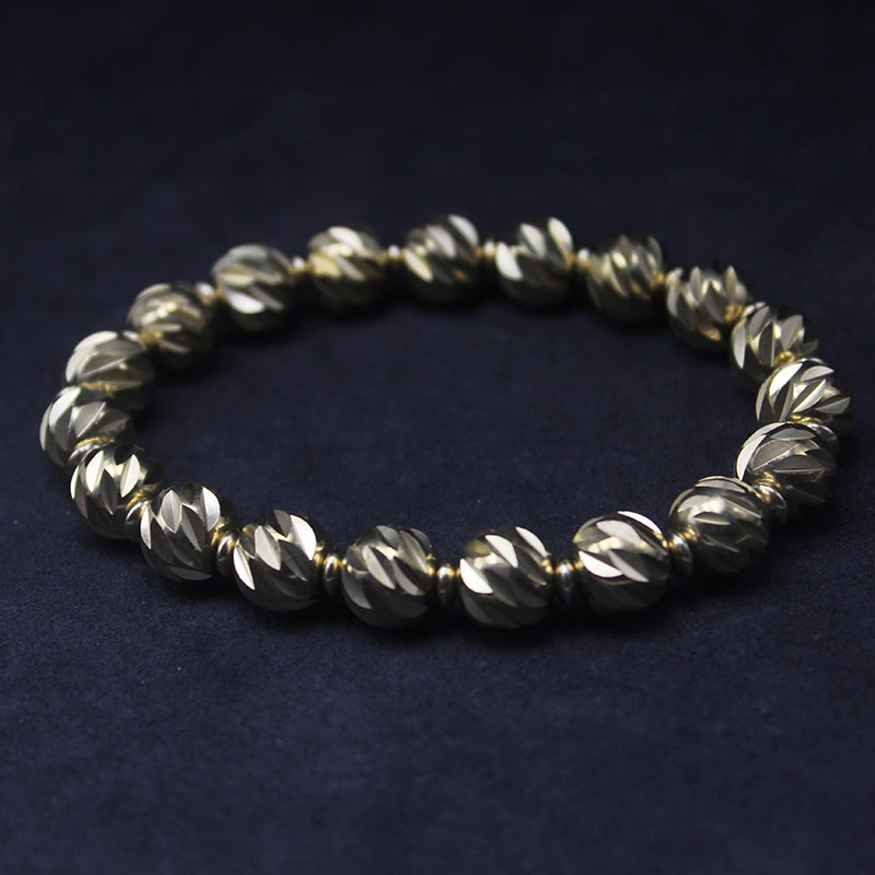 KarmaRipple's Vintage Distressed Knife Carving Pattern Bronze Brass Beadwork Wealth Bracelet p29