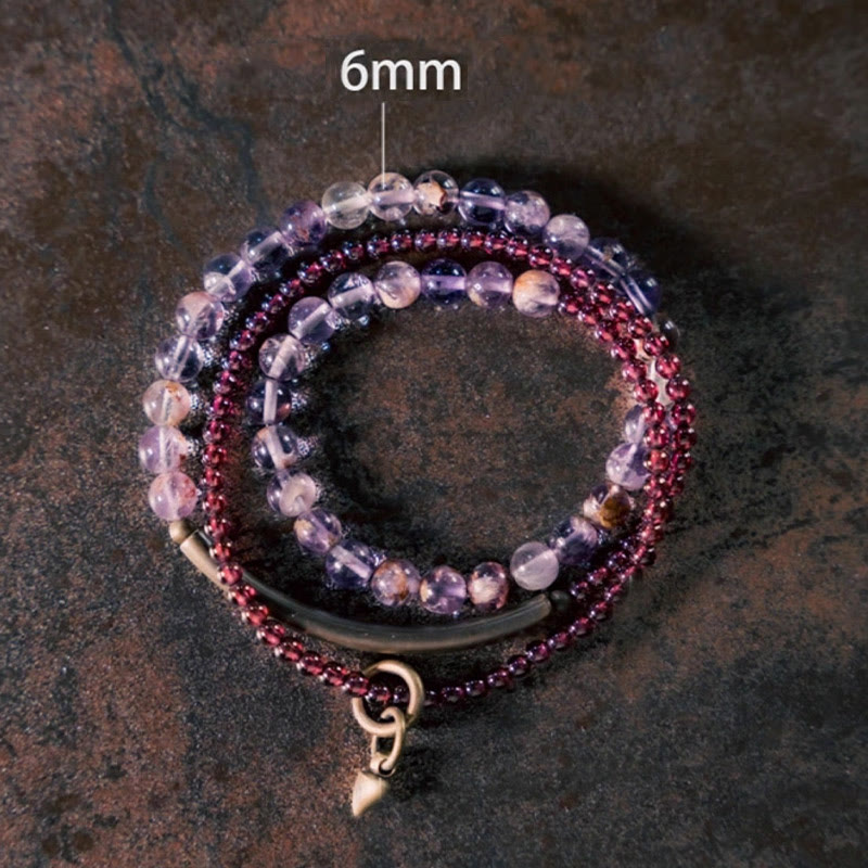 KarmaRipple's Retro 6mm Amethyst 4mm Garnet Multilayer Balance Bracelet p8