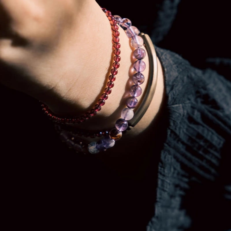 KarmaRipple's Retro 6mm Amethyst 4mm Garnet Multilayer Balance Bracelet p11