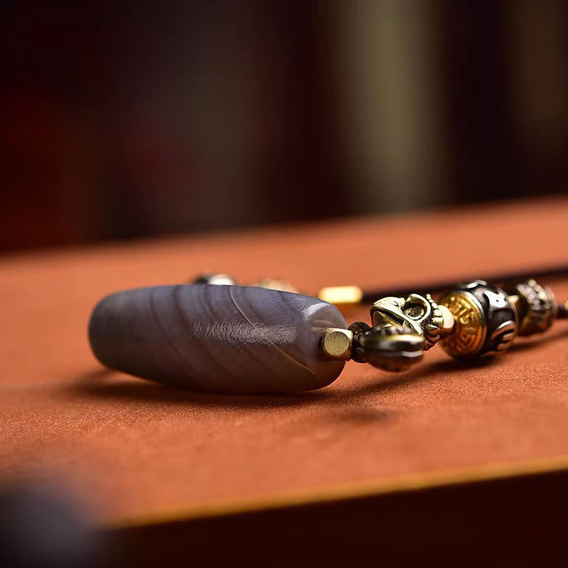 KarmaRipple's Tibet Dzi Bead Om Mani Padme Hum Protection Pendant Necklace p5