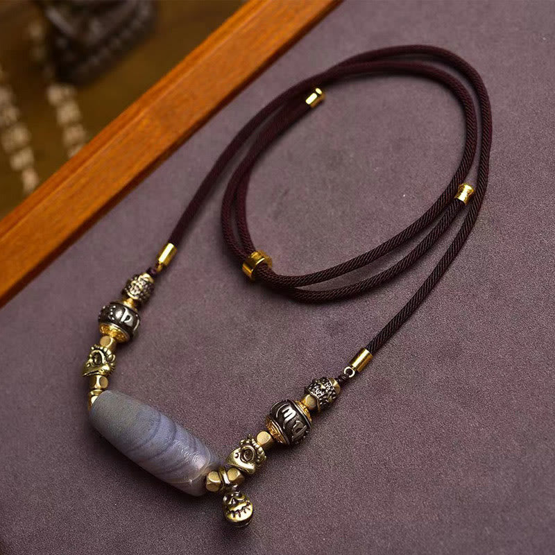 KarmaRipple's Tibet Dzi Bead Om Mani Padme Hum Protection Pendant Necklace p9