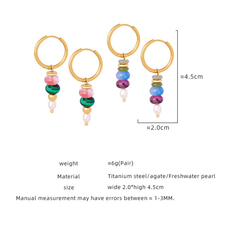 KarmaRipple's Tibetan Marnyi Stone'sign Authentic Red Agate Pearl Confidence Titanium Steel Earrings p11